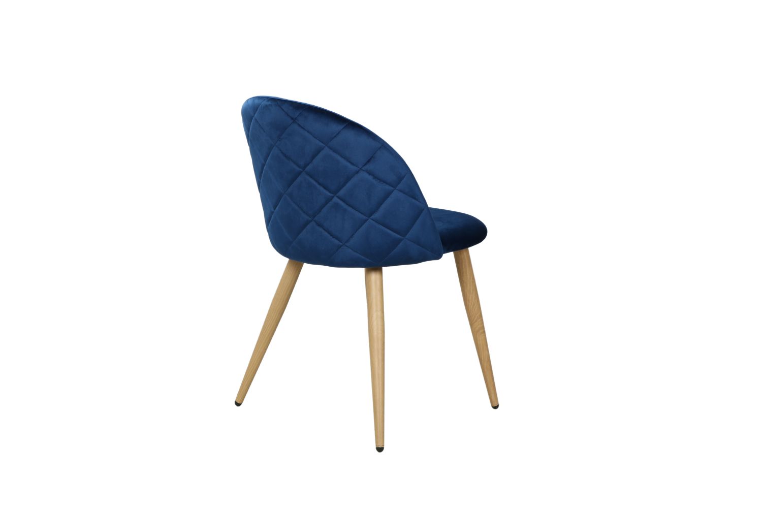 SOLIS Velvet Dining Chair with Wood Color Metal Legs (Blue) - Single