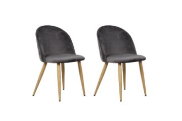 Picture of SOLIS Velvet Dining Chair with Wood Color Metal Legs (Grey)