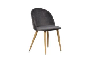 Picture of SOLIS Velvet Dining Chair with Wood Color Metal Legs (Grey) - Single