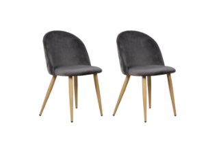 Picture of SOLIS Velvet Dining Chair with Wood Color Metal Legs (Grey) - 2 Chairs in 1 Carton
