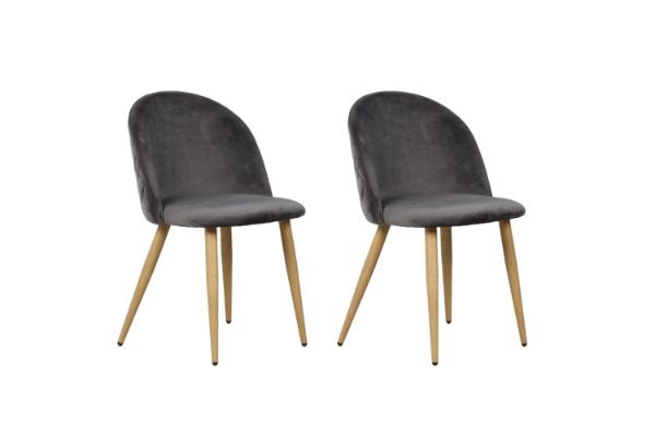 Picture of SOLIS Velvet Dining Chair with Wood Color Metal Legs (Grey) - 2 Chairs in 1 Carton