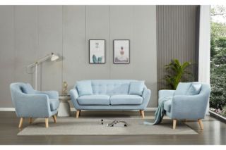 Picture of LUNA Sofa with Pillows (Light Blue) - 3+2+1 Sofa Set