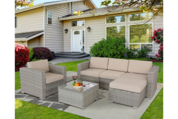 Picture of HAMPTON 6PC Outdoor Modular Patio Sofa Set (Grey /Khaki)