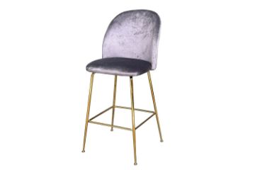 Picture of MILAN Velvet Barstool (Grey) - Single