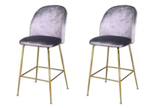 Picture of MILAN Velvet Barstool (Grey) - 2 Chairs in 1 Carton