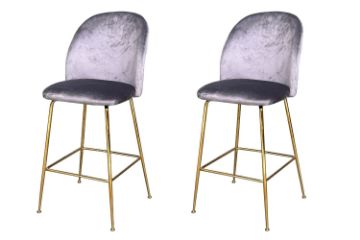 Picture of MILAN Velvet Barstool (Grey) - 2 Chairs in 1 Carton