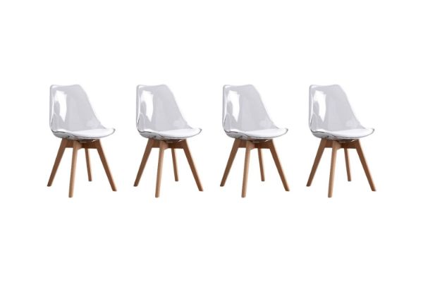 Picture of EFRON Dining Chair with White  Cushion (Clear) - 4 Chairs in 1 Carton