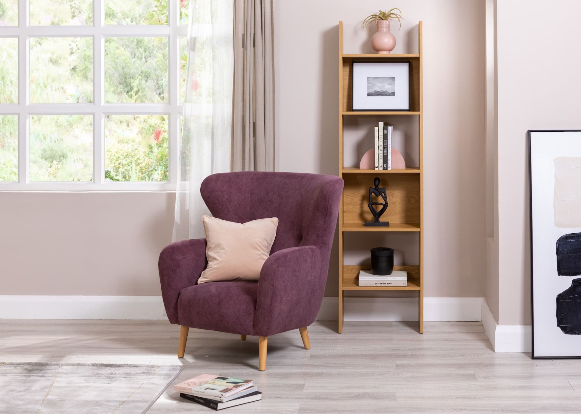 URBAN 200cmx50cm Open Bookshelf Wall System (Oak Colour)