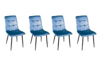 Picture of BELLEY Velvet Dining Chair (Blue) - 4 Chairs in 1 Carton