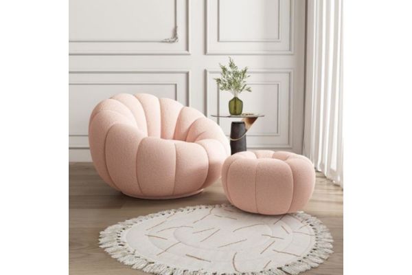 Picture of SUNFLOWER 360° Swivel Lounge Chair + Ottoman (Pink)