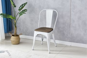 Picture of TOLIX Replica Dining Chair With Solid Rustic Pine Wood (White)