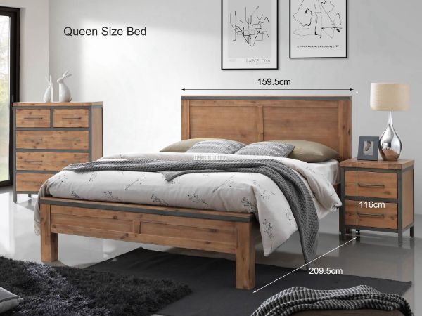 Picture of KANSAS Bedroom Combo in Super King Size (Acacia Wood) - 4PC Combo