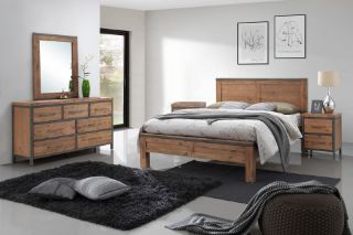 Picture of KANSAS Bedroom Combo in Super King Size (Acacia Wood) - 5PC Combo