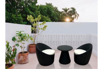 Picture of AMALFI 3PC Aluminium Outdoor Lounge Table Set (Black)