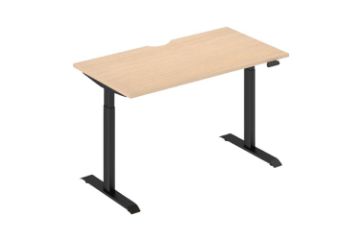 Picture of UP1 150/160/180 Height Adjustable Straight Desk (Oak Top with Black Legs)