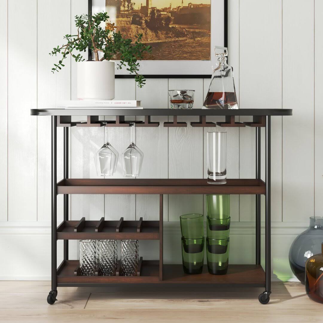 ALLY Rolling Wine Cart (Dark Brown)