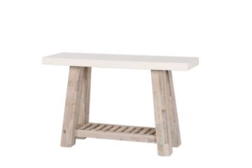 Picture of ANTON White Concrete on Solid Acacia Wood Hall Table