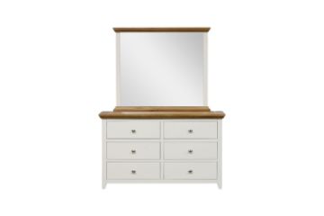 Picture of NOTTINGHAM 6-Drawer Dresser with Mirror (Solid Oak Wood) (White)