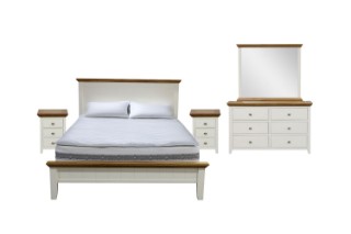 Picture of NOTTINGHAM Solid Oak Bedroom Combo Set (White) - 5PC Queen
