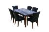 Picture of SOMMERFORD 7PC Marble Top Dining Set (Dark Tiles Pattern) - Black Chairs