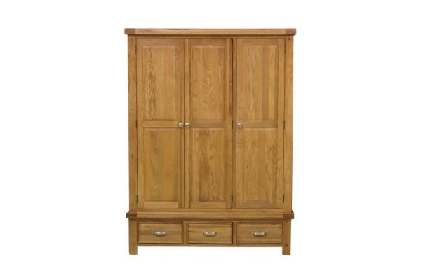 Picture of WESTMINSTER 3-Door 3-Drawer Solid Oak Wardrobe