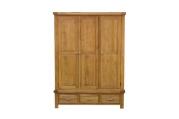 Picture of WESTMINSTER 3-Door 3-Drawer Solid Oak Wood Wardrobe