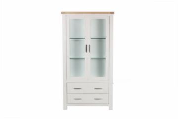 Picture of SICILY 190x100cm Solid Wood with Ash Top 2-Door 2-Drawer Large Display Cabinet