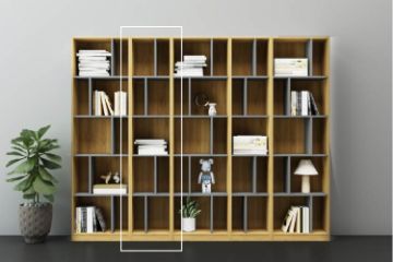 Picture of COLIN 210cmx43cm Wall System Solution Bookshelf (Oak and Grey)