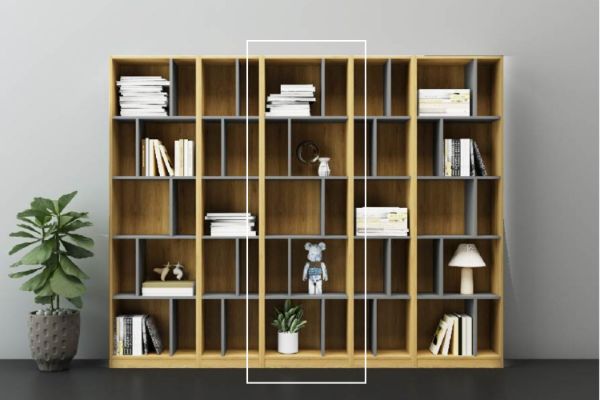 Picture of COLIN 210cmx60cm Wall System Solution Bookshelf (Oak and Grey) 