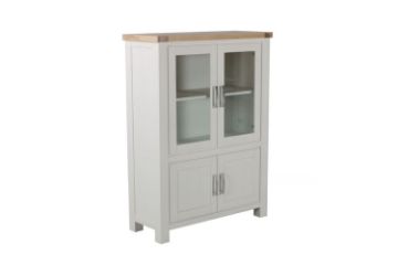 Picture of SICILY 130cmx100cm 4-Door Display Cabinet with Solid Wood Ash Top