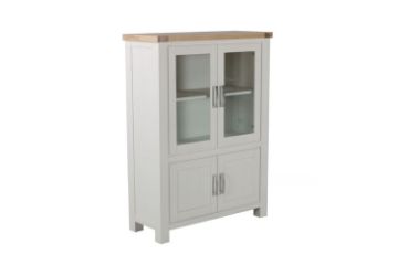 Picture of SICILY 130x100cm 4-Door Display Cabinet with Solid Wood Ash Top