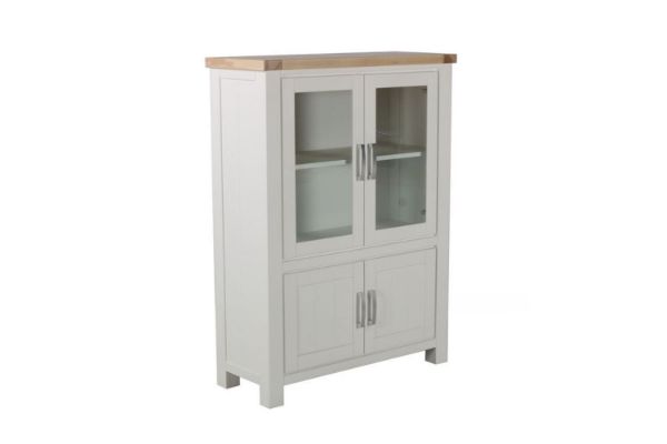 Picture of SICILY 130x100cm 4-Door Display Cabinet with Solid Wood Ash Top