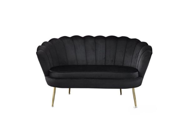 Picture of EVELYN Curved Flared Velvet Love Seat (Black)