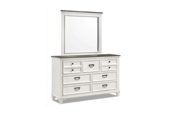 Picture of CHARLES 7-Drawer Dresser with Mirror (White & Grey)