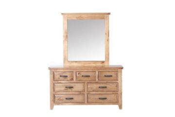 Picture of FRANCO 7-Drawer Solid NZ Pine Wood Dressing Table and Mirror 