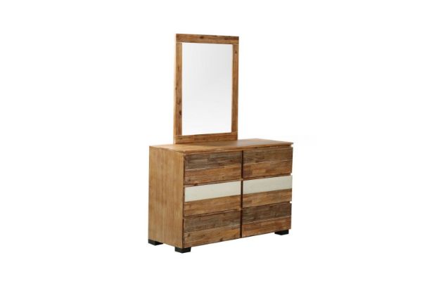 Picture of LEAMAN 6-Drawer Dresser with Mirror (Solid Acacia Wood)