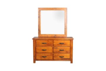 Picture of RIVERWOOD 6-Drawer Dresser with Mirror (Rustic Pine)