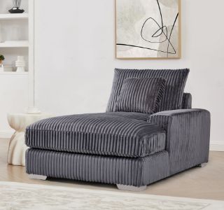 Picture of WINSTON Corduroy Velvet Modular Sectional Sofa (Grey) - Right Facing Chaise