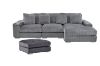 Picture of WINSTON Corduroy Velvet Modular Sectional  Sofa (Grey) - Facing Left with Ottoman (4PC Set )