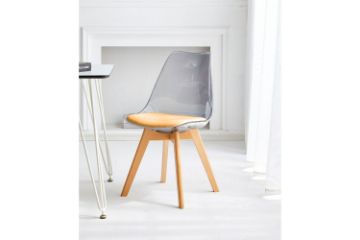 Picture of EFRON Dining Chair with Yellow Cushion (Clear) - Each