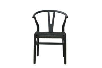 Picture of  WISHBONE Solid Wood Y Replica Chair (Black Frame-Black Seat) - 53x50x79