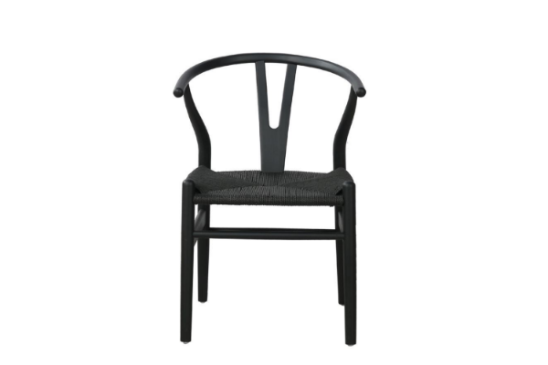 Picture of  WISHBONE Solid Wood Y Replica Chair (Black Frame-Black Seat) - 53x50x79