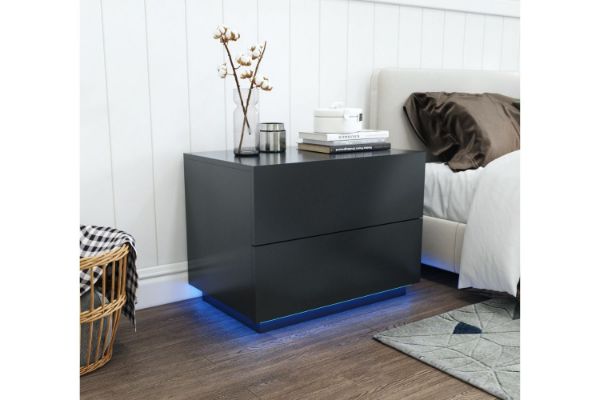 Picture of ASPEN LED 2-Drawer Bedside Table (Black)