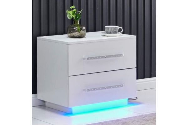 Picture of BLAKE LED 2-Drawer Bedside Table (White)