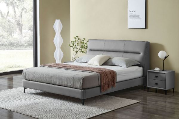 Picture of CUBA Genuine Leather Bed Frame (Dark Grey) - King