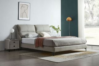 Picture of ROMEO Genuine Leather Bed Frame (Light Grey) - King