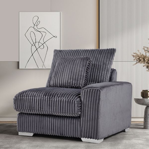 Picture of WINSTON Corduroy Modular Sectional Sofa (Grey) - Single RAF Armchair