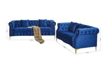 Picture of BONA 3/2/1 Seater Velvet Sofa Range (Blue)