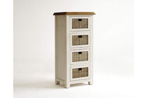 Picture of BODDE 128cmx59cm 4 DRW Pine Wood Cabinet with Rattan Shelf