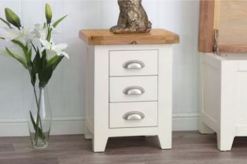 Picture of COCAMO 3 Drawer Oak Top Bedside Table (Grey)